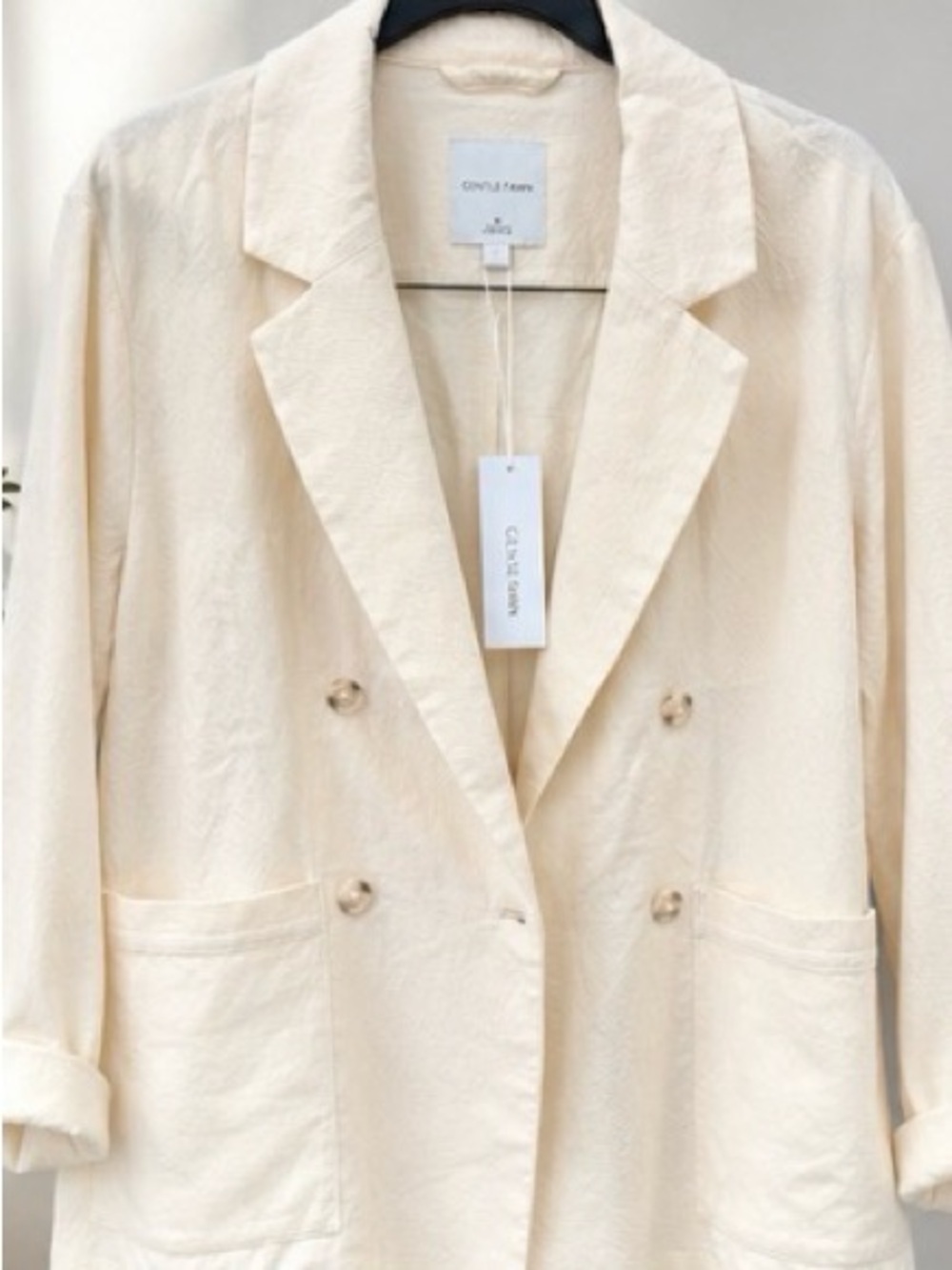 Gentle Fawn NWT Ivory Linen Blend Double Breasted Blazer m